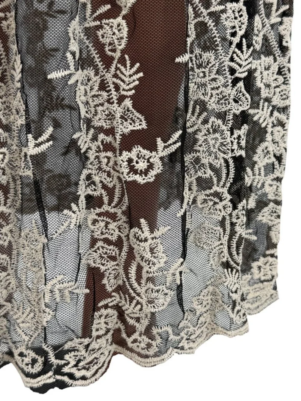 NWT Gypsy Junkies Black Sheer Embroidered Lace Maxi Skirt | Coquette Fairy Boho - Picture 5 of 15